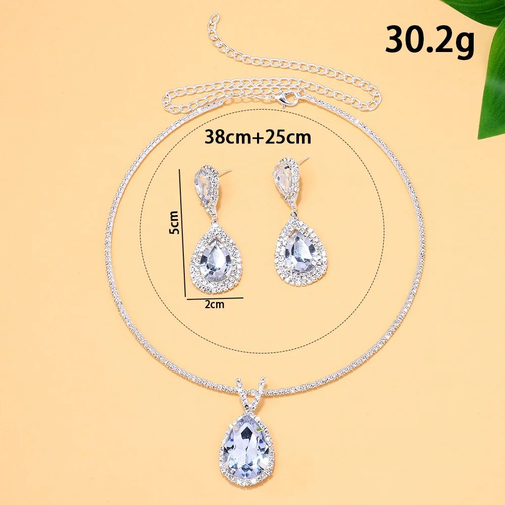 Stonefans Teardrop Wedding Jewelry Set for Bride Women Dress Rhinestone Fashion Necklaces and Earring Charms Vintage Girls Gifts