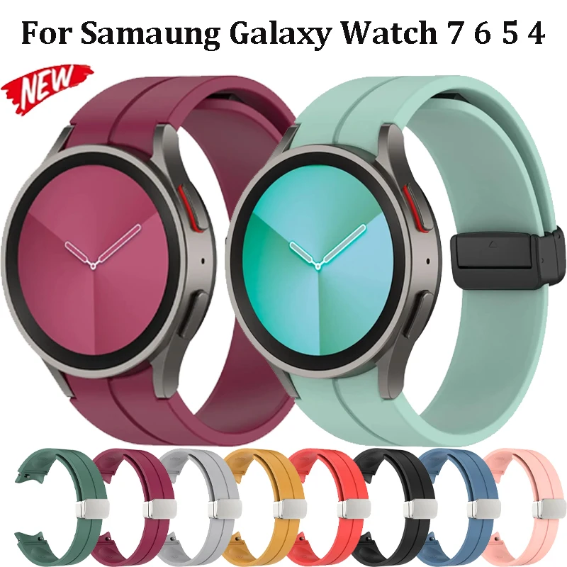 20 mm Silikonarmband für Samsung Galaxy Watch 7 6 5 4 40 mm 44 mm Pro 45 mm Magnetverschluss-Armbanduhr 6 4 Classic 47 mm 46 mm Band