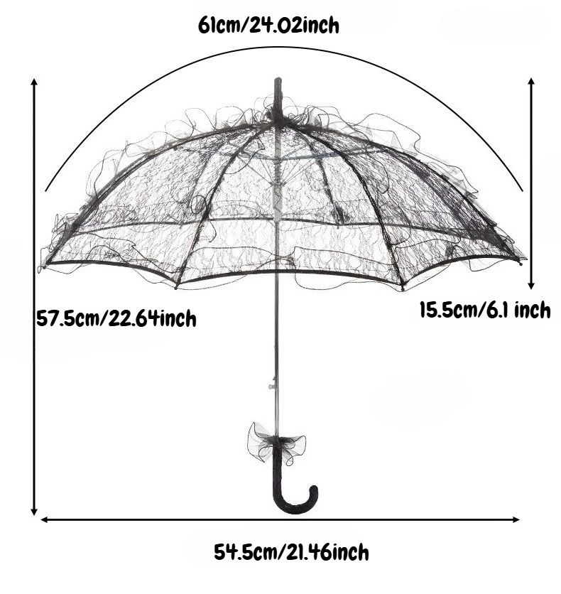 2 Pieces Mini Lace Parasol Vintage Embroidery Umbrella for Wedding Photo Props Accessories Cute Palace Umbrella for Girls 1Pcs