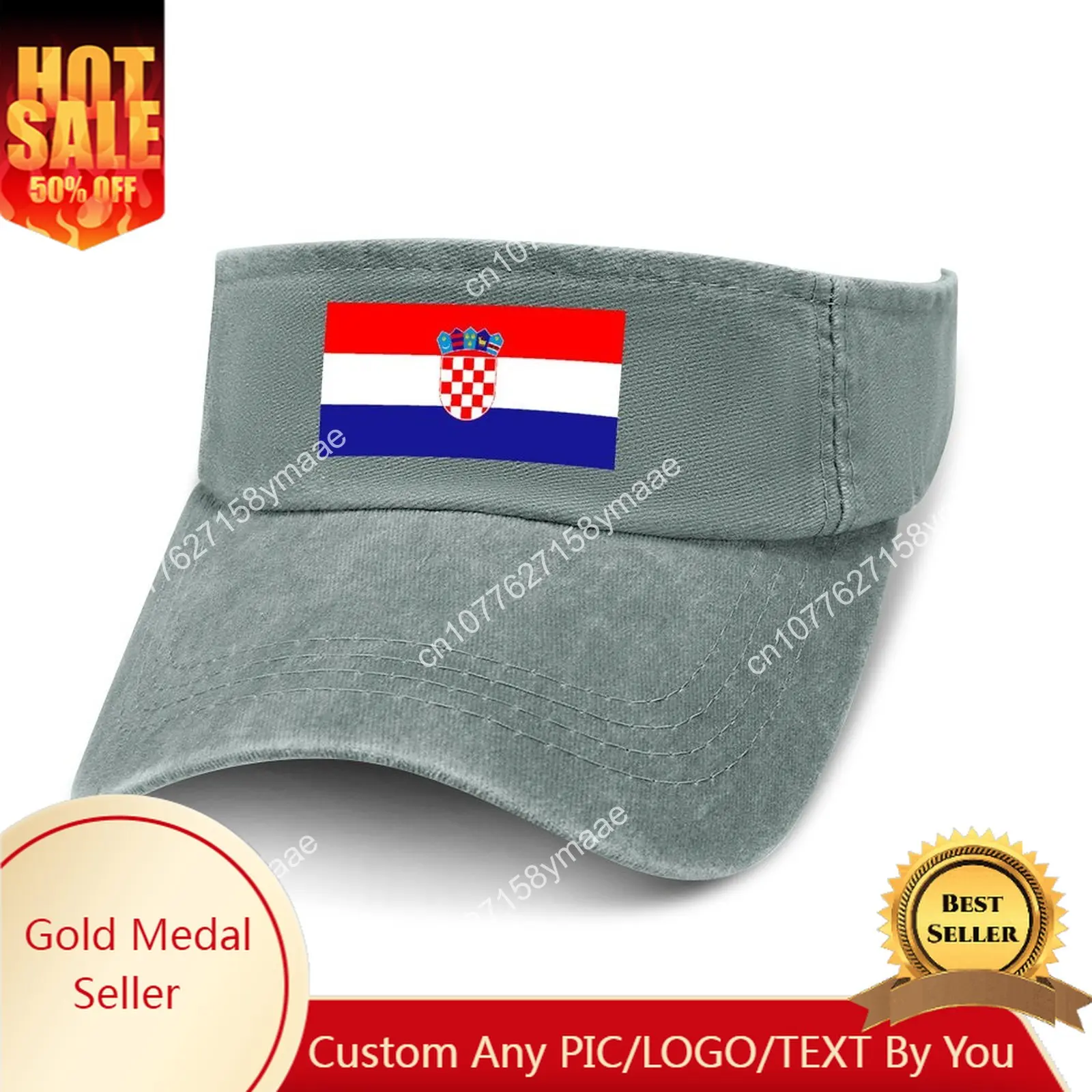 Croatia Flag Sun Visor Leaky Top Cowboy Hats Mens Womens Customize Cap Sports Baseball Tennis Golf Caps Empty Open Top Hat