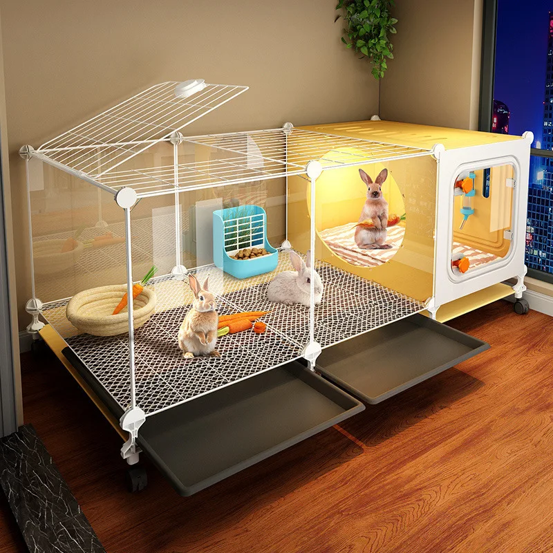 

Transparent Viewing Rabbit Cage Special Cage with Toilet Household Large Indoor Pet Villa