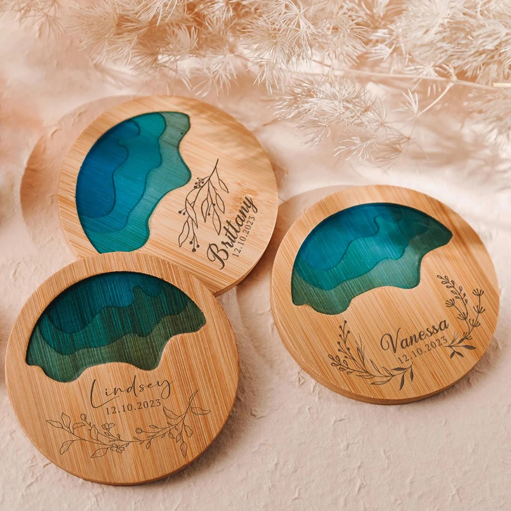 Custom Coaster Engraving Name Placemat Fresh Wood Cup Holder Table Mat Pad Non-slip Heat Insulation Cup Mat Kitchen Accessories 4