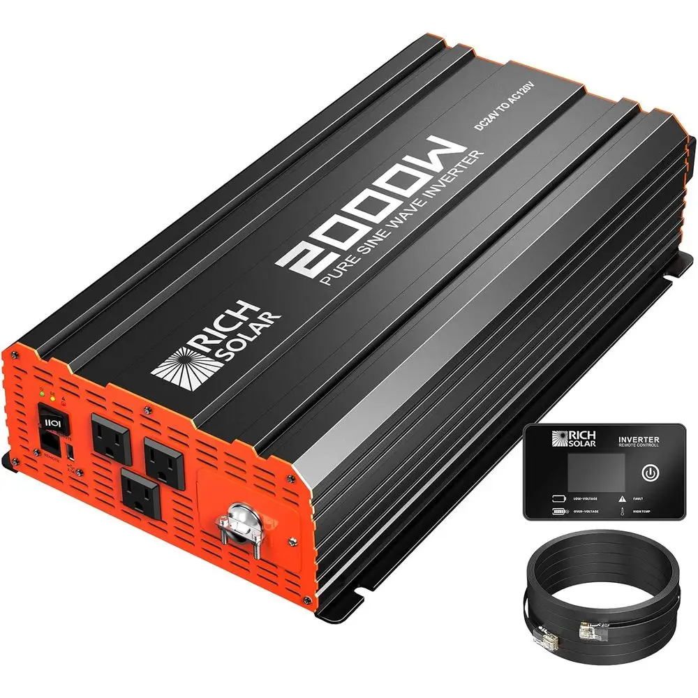 2000W 24V DC to 120V AC Sine Wave Inverter for Industrial, RV, Marine, and Home Grid