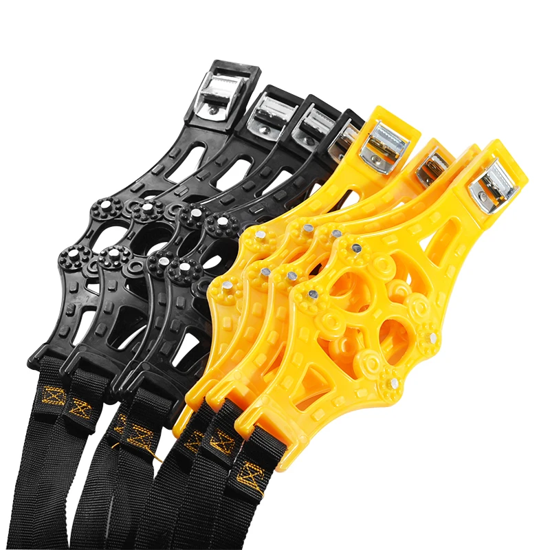 4/8Pcs Yellow Black Car Tyre Winter Roadway Safety Tire Snow Adjustable Anti-skid Safety TPU Double Snap Skid Wheel Chains Tools