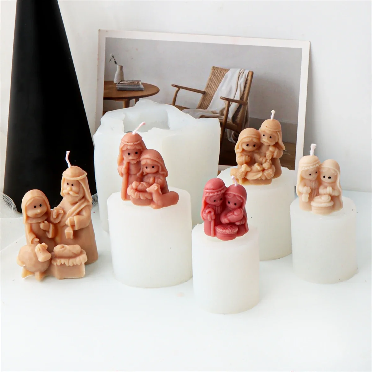 3D Krippe Silikonform Mini Duftkerze DIY Handwerk Home Decor handgemachte religiöse Kunstform Kerzenherstellung Zubehör