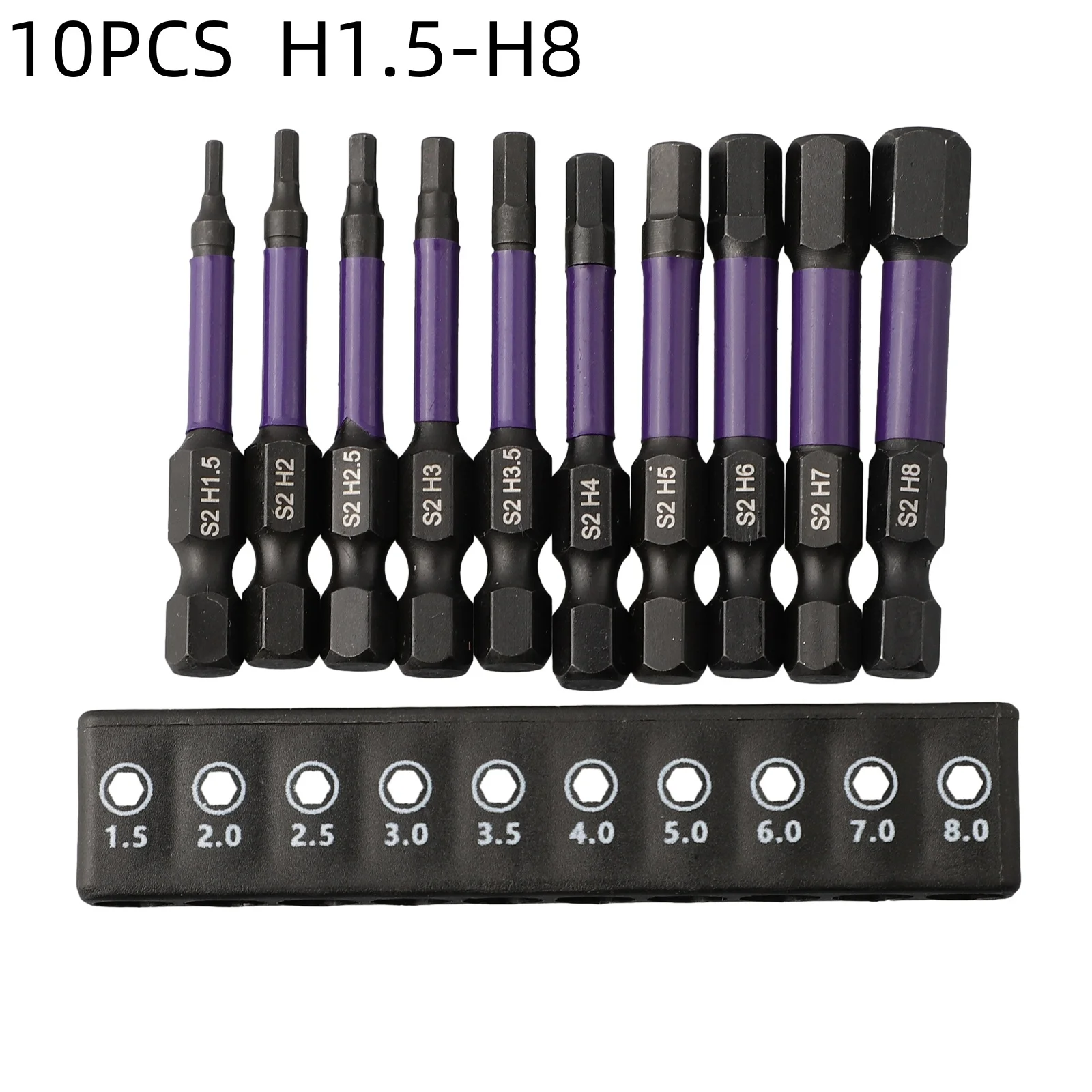 

10Pcs Hex Head Wrench Drill Bit With Screwdrivers Bit Holder Set 1/4" Quick Release Shank Magnetic Screwdriver Bit Tools H1.5-H8