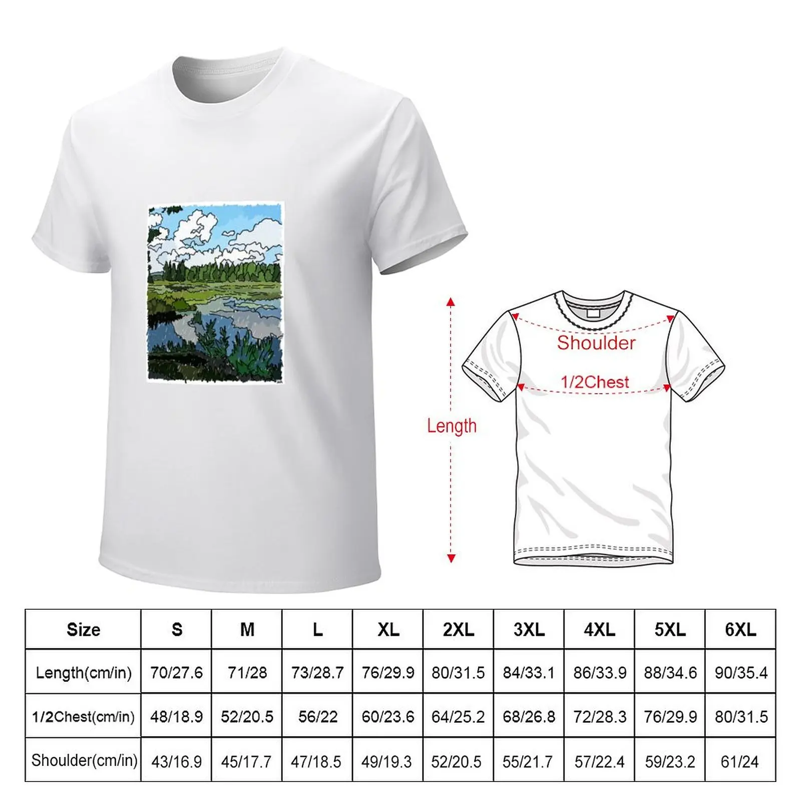 Pond Sky and Marsh at Paul Smiths' No 1 T-Shirt Short sleeve tee aesthetic clothes plus size tops hippie clothes clothes for men