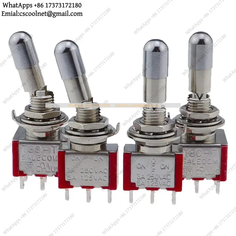 10pc T80-T Round Top Anti-mishandling Locking Lever 6.35mm Panel Mount Mini Toggle Switch 3Pins 6Pins 2/3 Positions ON OFF ON