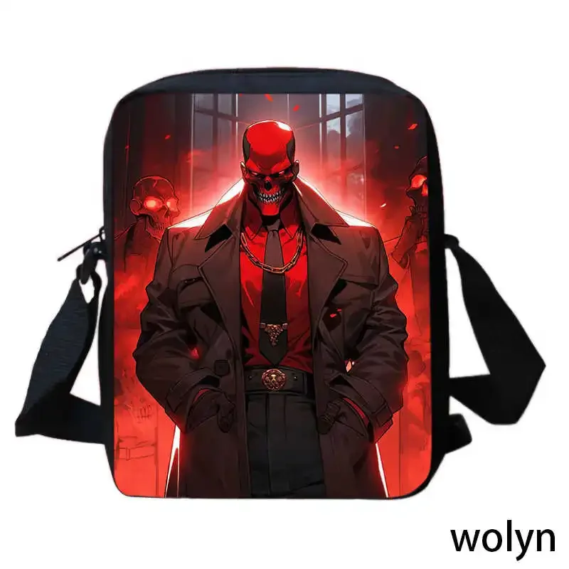 Red Skull Children Shoulder Bags,Cool Sling Bag for Boys Girls,Light Weight Kids Crossbody Bag,Kids Bags Best Gift for Children