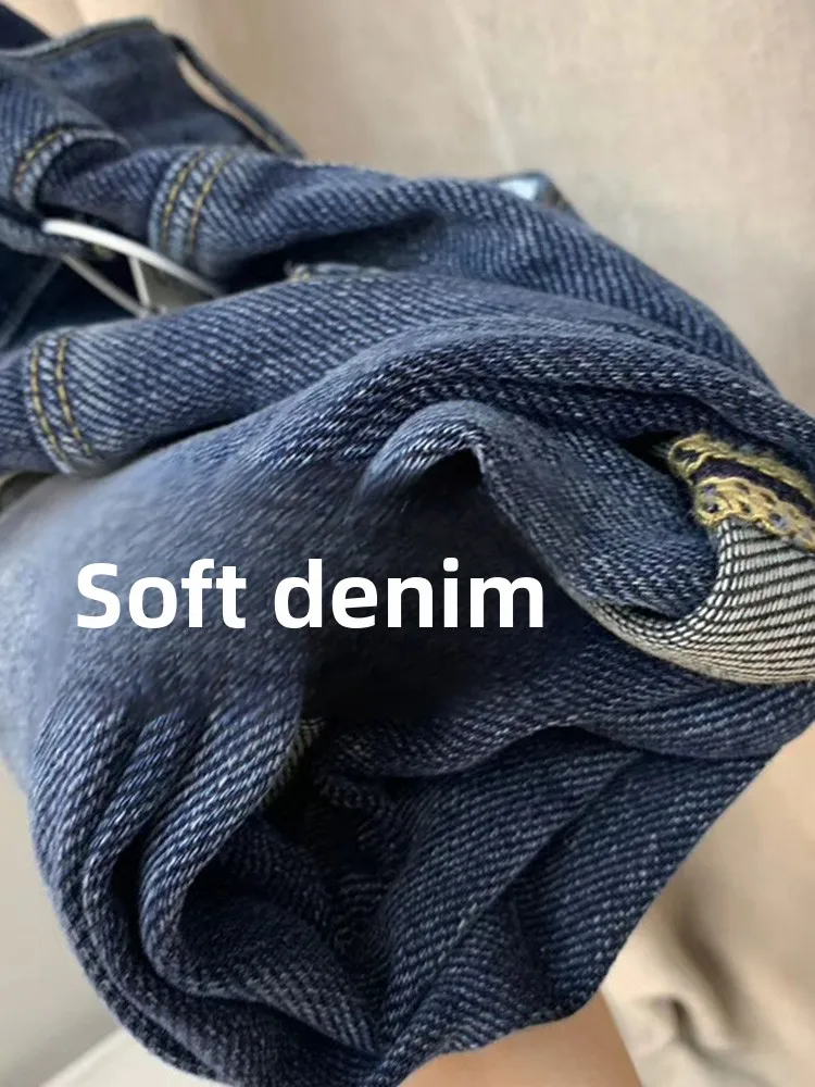 

High Waist Slim Fit Straight Leg Elastic Harem Jeans Large Size Fat MM Cuffed Ankle Denim Jeans Spring Autumn New Sle