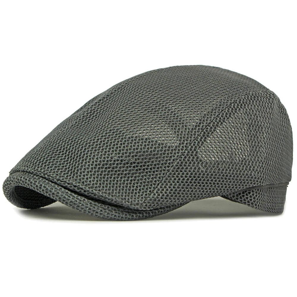 HT4832 Beret Cap Spring Summer Sun Hat Cap for Men Women Breathable Mesh Trucker Cap Solid Plain Ivy Flat Cap Male Female Berets