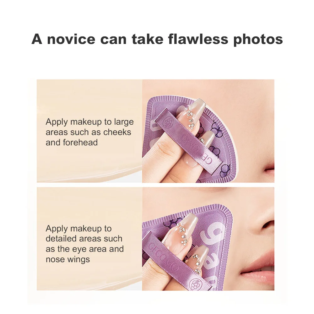 Triangle Fleshy Grape Powder Puff Dry And Wet Dual-use Skin-friendly Air Cushion Soft Cosmetic Puff Makeup Foundation Sponge