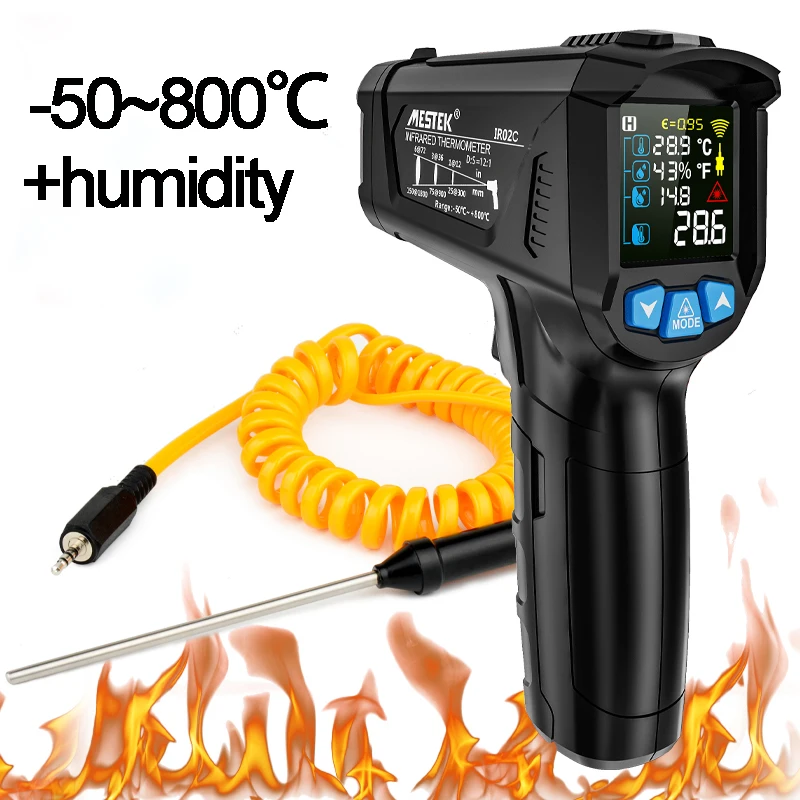 Termometro digitale a infrarossi Mestek Display a colori Misuratore di temperatura elettronico Termometro per termocamera con emissività regolabile