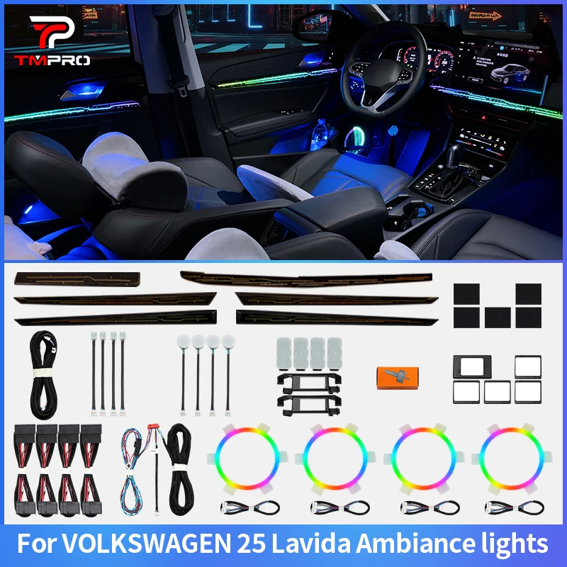 

TMPRO 64 Colors LED Safety assistance systems Ambient Lighting For Volkswagen Lavida 2025 Automotive Interior Decoration