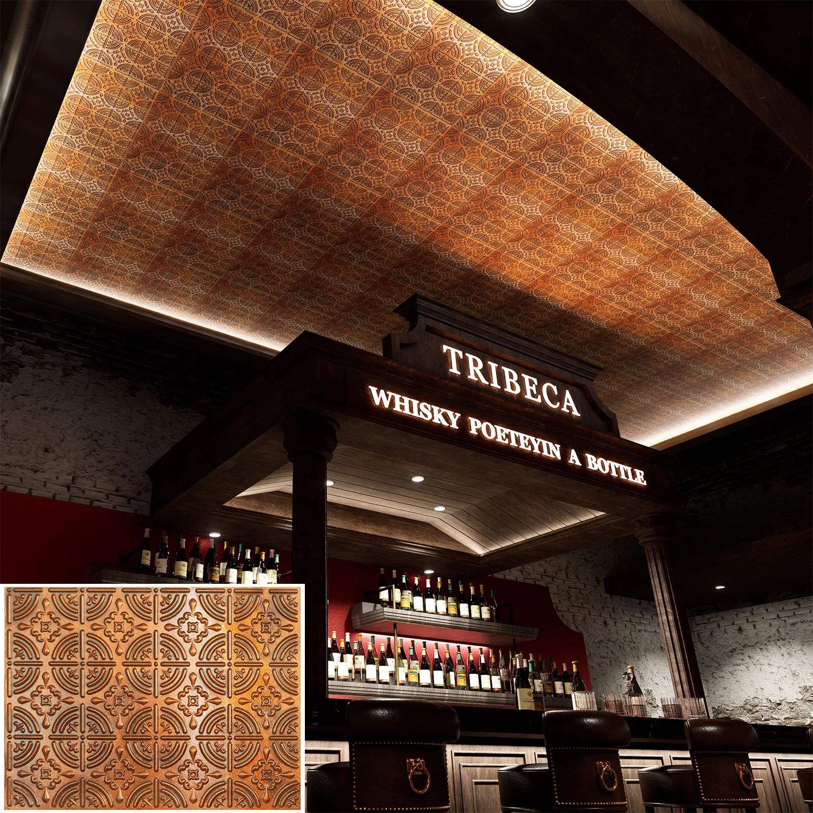 Artistic 3D Ceiling Tile Wall Panel Interior Decor Easy to Install PVC Panels PLB18 10tiles/lot view 3