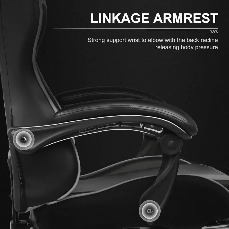 GTPLAYER Gaming Chair, Computer Chair with Footrest and Lumbar Support, Height Adjustable Game Chair with 360°-Swivel Seat