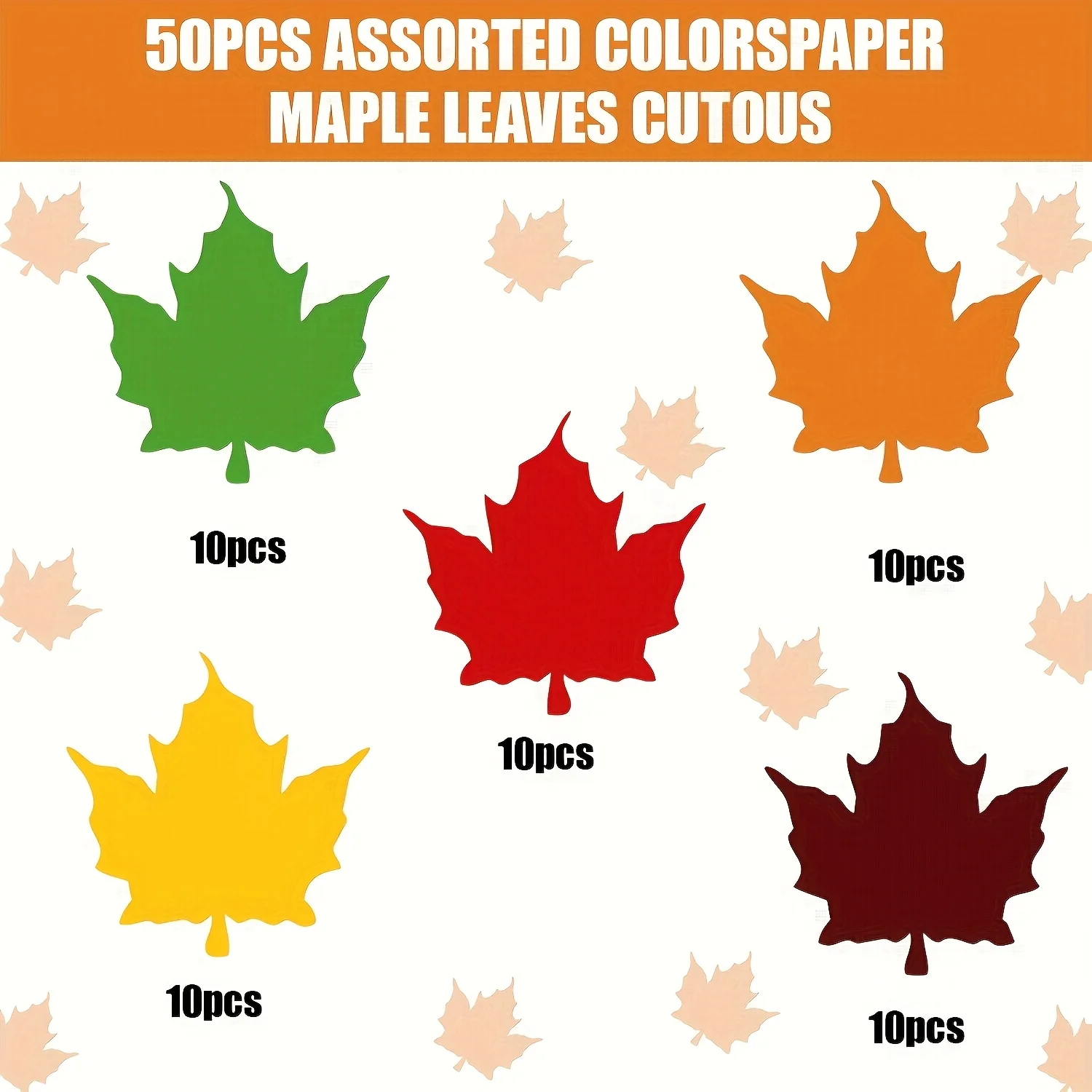 50pcs Autumn Thanksgiving Maple Leaf Greeting Cards Classroom Decorations Hand Cutting Party Supplies cards ,Thanksgiving Day