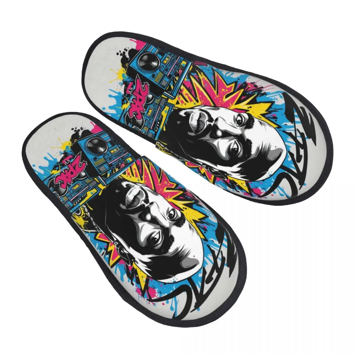 Custom Rapper Tupac 2P-pac Hip Hop Guest Slippers for Hotel Women House Slipper