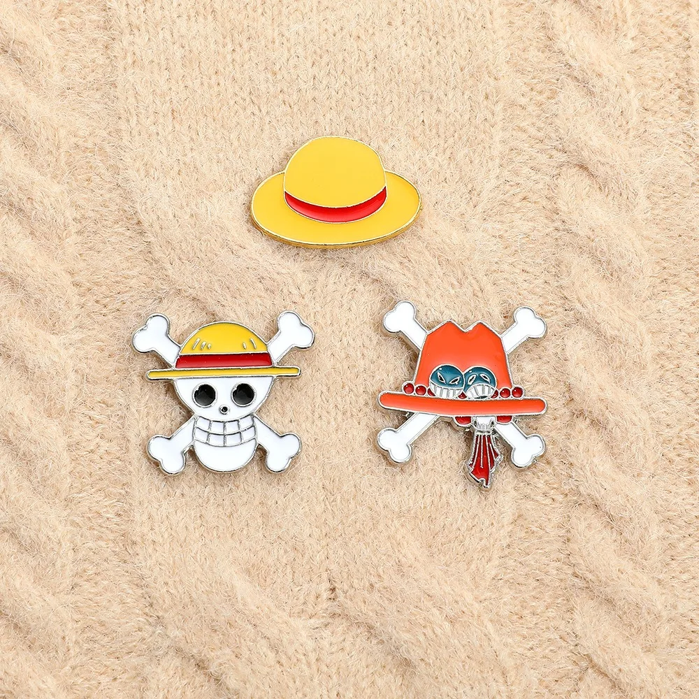 One Piece Cartoon Brooch Anime Action Figure Luffy Zoro Sanji Pins Enamel Jewelry Backpack Clothes Brooch Children Birthday Gift