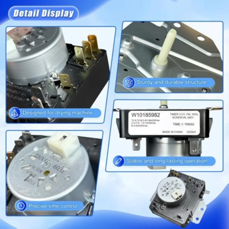 WPW10185982 Dryer Timer Genuine Replacement - Compatible with Whirlpool,  Dryers Replaces W10185982