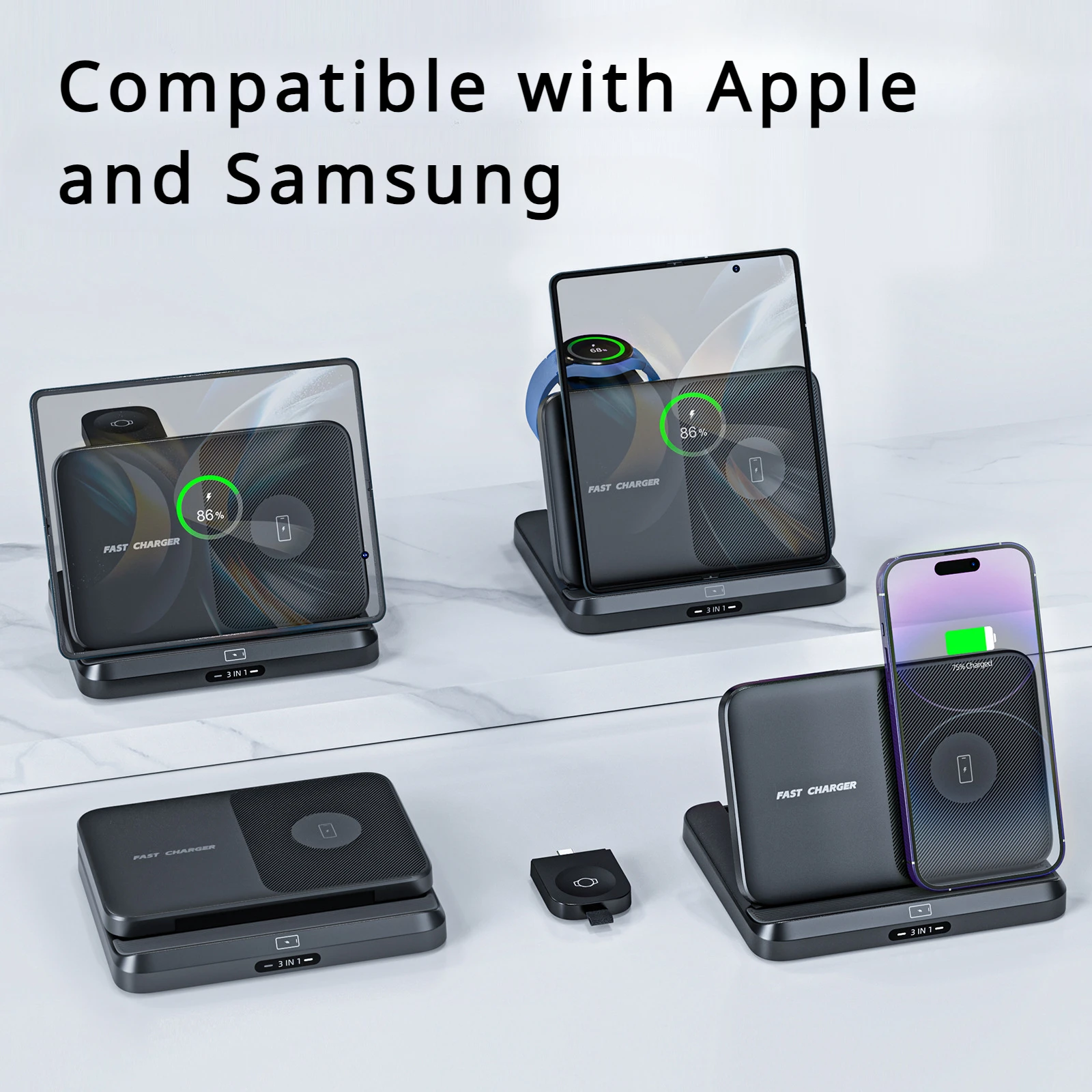 NEW 3 in 1 Wireless Charger for Samsung Galaxy Z Fold 5 4 3 S23 Ultra Fast Charging Dock Station for Galaxy Watch 6 Buds2