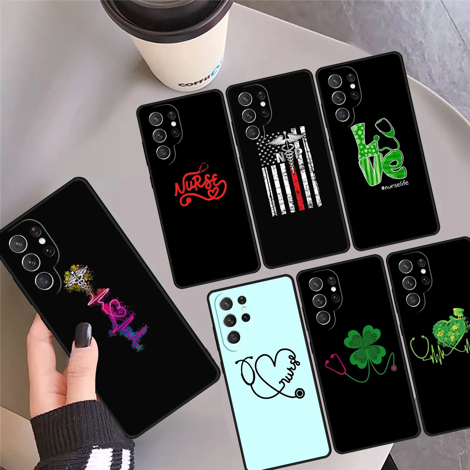 

RN Logo Registered Nurse Stethoscope Phone Case Cover For Samsung S24 S25 Ultra S23 S22 Plus S21 FE S20 Note 10 20 Pro