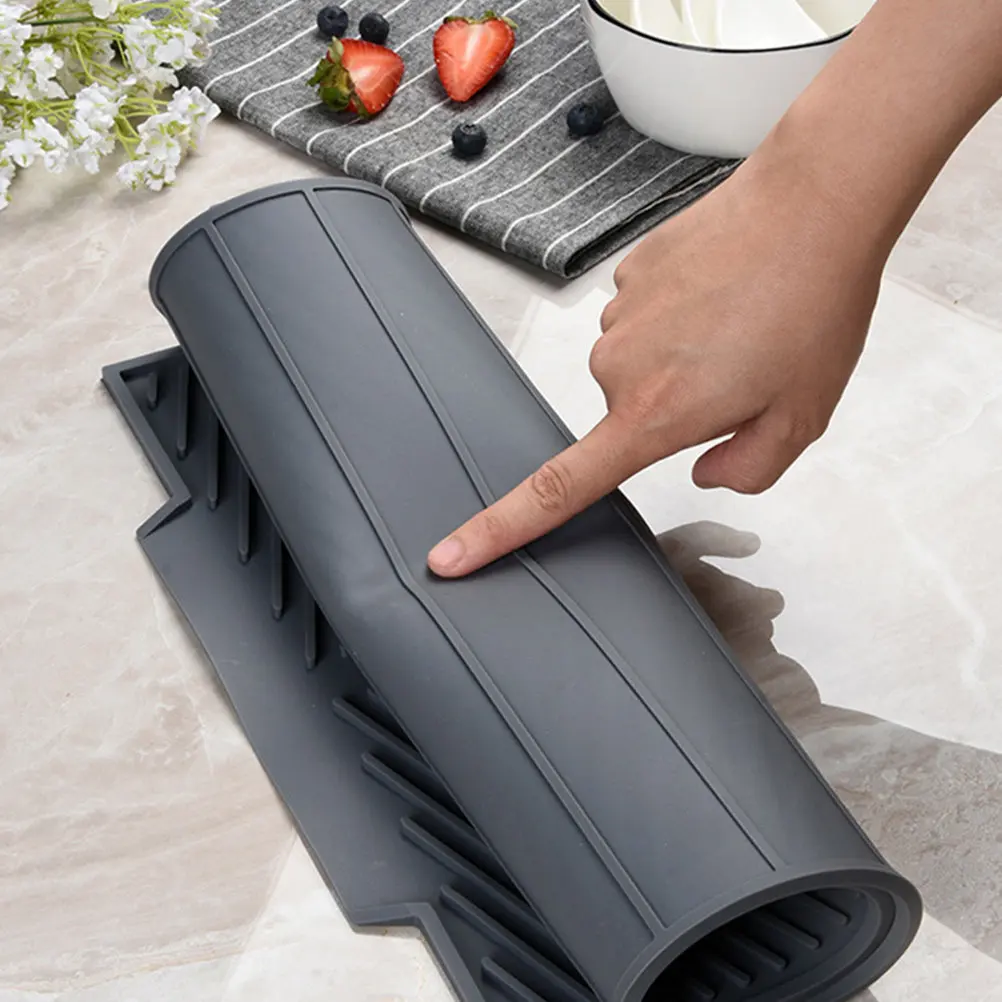 Silicone Dish Drying Mat Large Non-Slip Ventilated Heat Resistant Kitchen Mat Draining Tray for Plates Forks Utensils