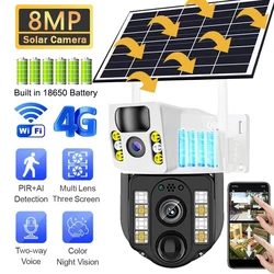 4K 8MP Dual Lens Solar 4G WiFi Camera batteria Wireless a bassa potenza IP Camara PIR Motion Detect sorveglianza Video CCTV esterna