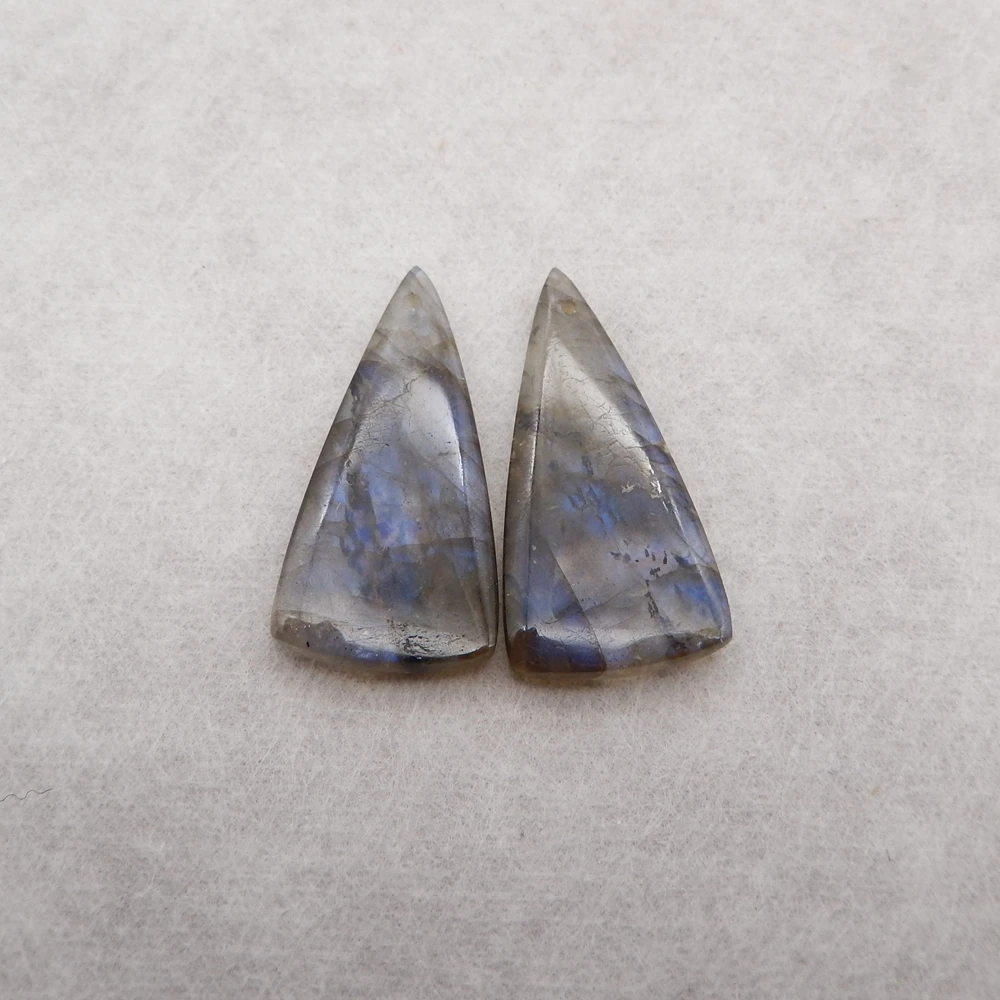 

Natural Labradorite Triangle Earrings Beads, High quality gemstone for earrings making 33x16x4mm, 7.0g