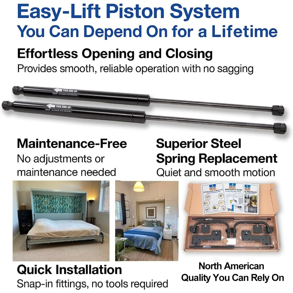 طقم سرير ميرفي بحجم كوين مثبت على الحائط عموديًا - حل DIY موفر للمساحة - صديق للميزانية - صنع في الولايات المتحدة الأمريكية - سرير مخفي