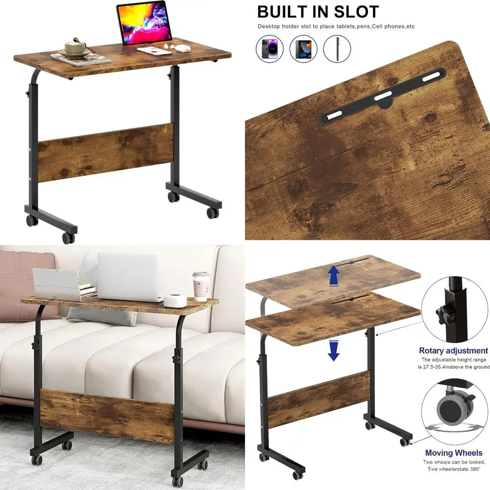 

Винтажная коричневая портативная подставка для ноутбука 31,5 дюйма с регулируемой высотой и слотом для планшета