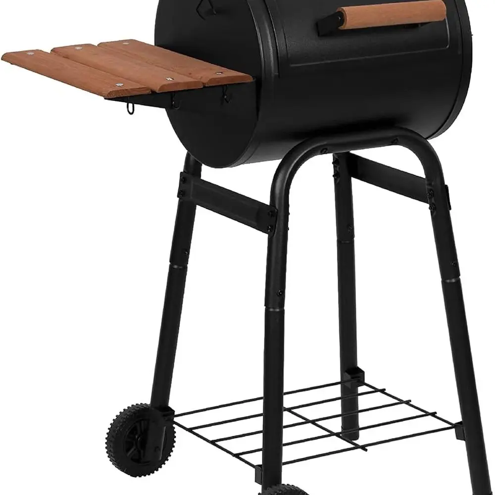 

Patio Pro Charcoal Grill and Smoker with Cast Iron Grates, Premium Wood Shelf and Damper Control, 250 Cooking Square Inches in B