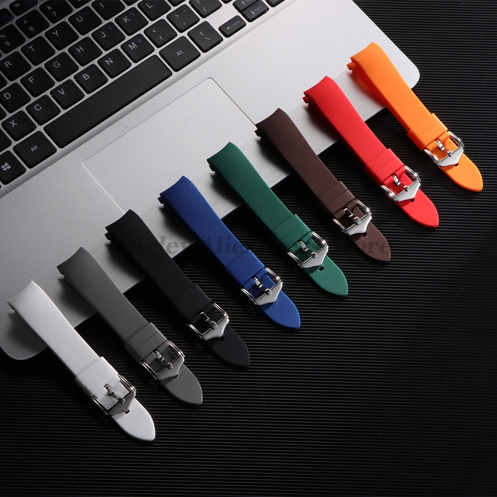20mm 22mm Silikonowy pasek do zegarka Seiko dla Rolex Sportowy pasek do zegarka Zakrzywiony koniec Akcesoria Wymienna bransoletka Mężczyźni Kobiety Opaski na nadgarstek