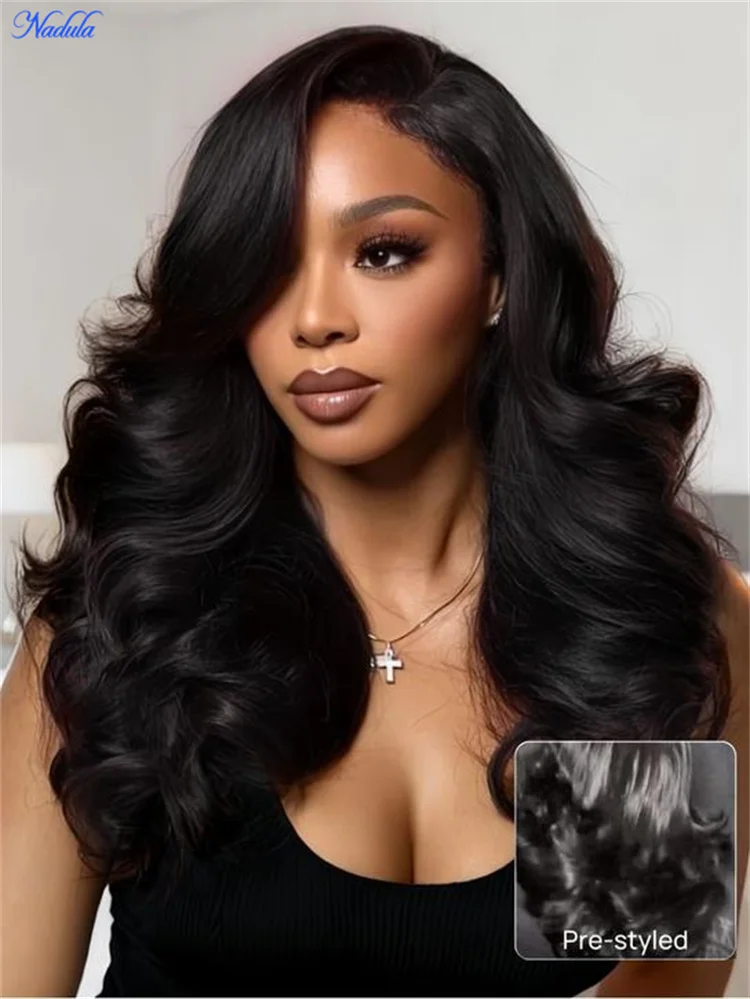 

Nadula Side Part Layer Cut Body Wave Glueless Wig 7x5 Bye Bye Knots Pre Cut Lace Human Hair Wig with Invisible Drawstring