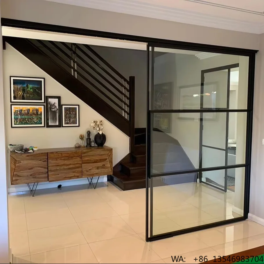 Ultra-Thin Steel Frame Sliding Glass Door, Custom Modern Design with Double Layer Glass for Residential Homes