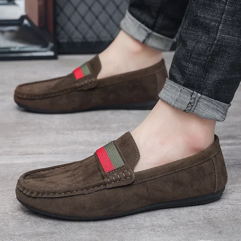 

Men's Flat Shoes New Comfort Non Slip Wear-resistant Casual Shoes Striped Breathable British Style Round Toe Shoes 2024