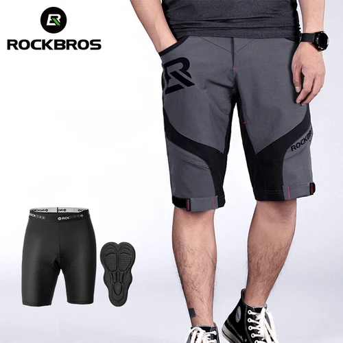 Imagen 1 del producto ROCKBROS-pantalones cortos 4D 2 en 1 para hombre y mujer, ropa interior Separable, para bicicleta, escalada, correr, ciclismo