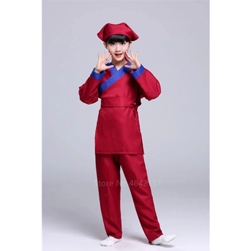 Children Stage Performance Costume Chinese Traditional Style Hanfu Ancient Waiters Farmer Cosplay Costumes Boys Drama Clothes