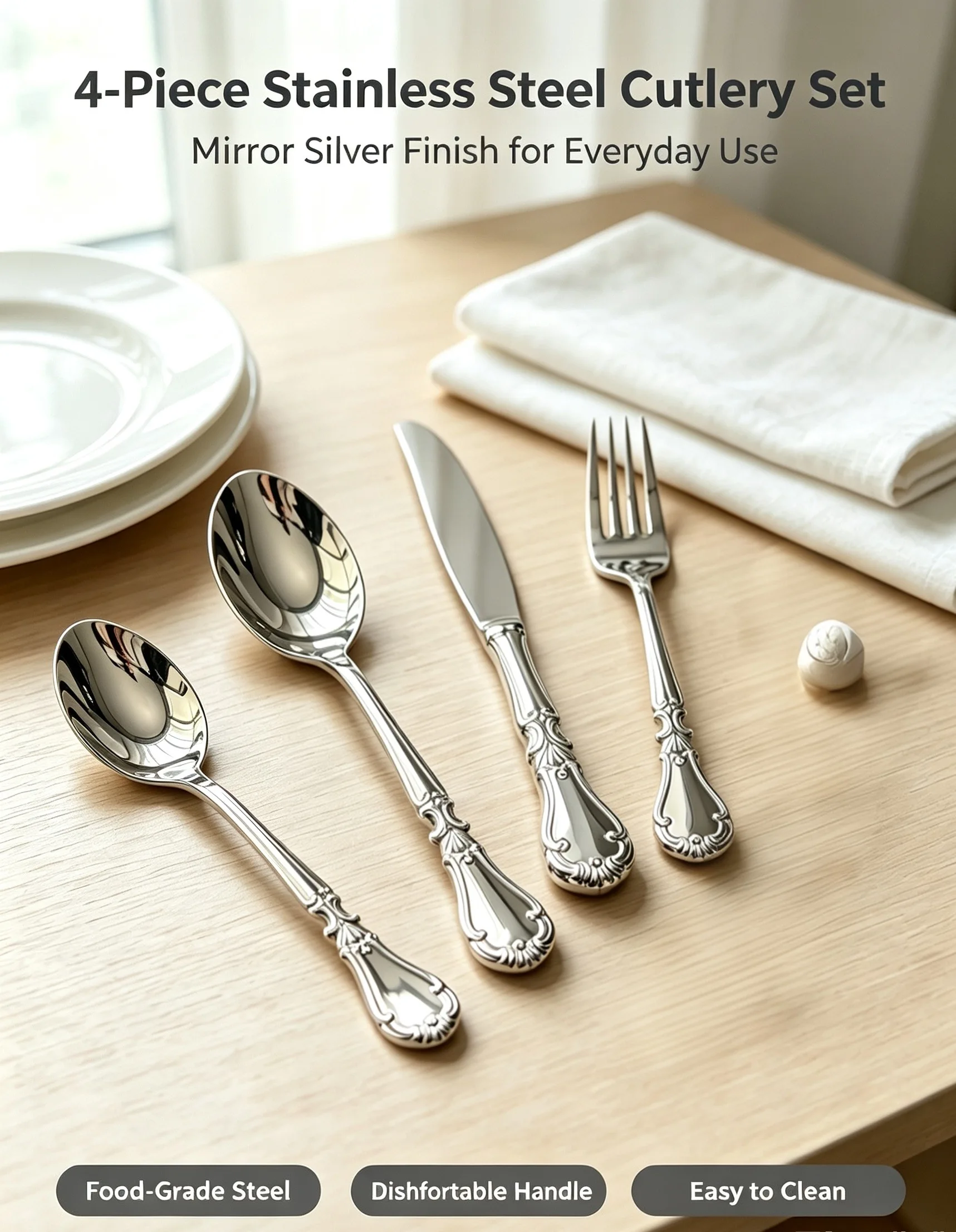 420/304 stainless Steel European-style palace handled Cutlery Set B view 5