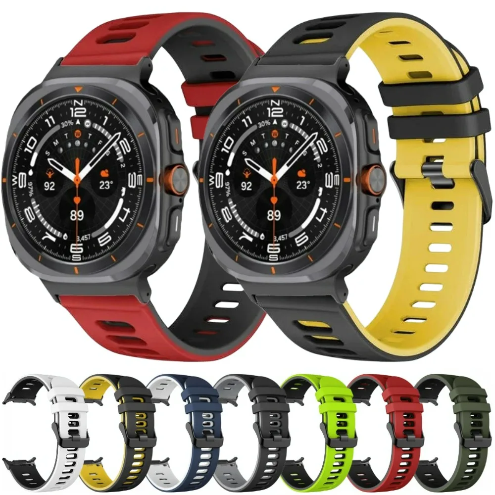 Two-tone Silicone Strap for Samsung Galaxy Watch Ultra Band 47mm Sport Breathable Bracelet Watchband for Galaxy Watch Ultra Belt