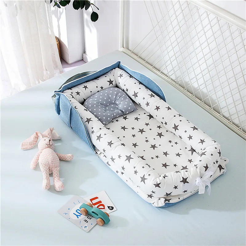 100% cotton cute printing cover Foldable portable carry bag of baby snuggle nest lounger co sleeping for newborn infant