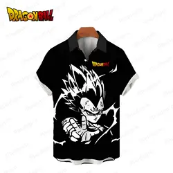 2024 Vegeta Dragon Ball Z Men's Shirts Harajuku Short Sleeve Cool Beach Style Aesthetic Clothing Hawaiian Shirt Oversized Summer