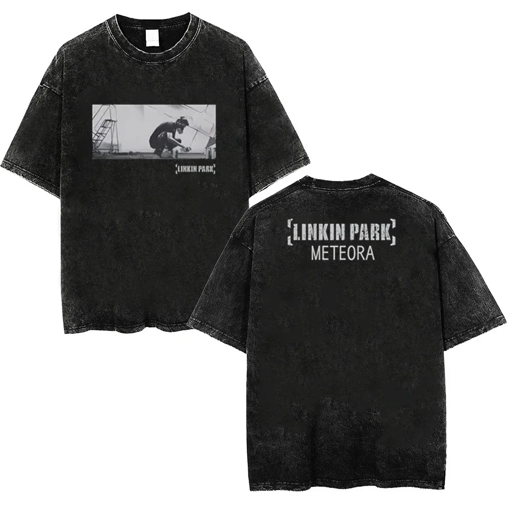 

2025 Men Washed T Shirt Casual Linkin Meteora 20th Anniversary Park Vintage Tees Comfortable Streetwear Tops Unisex