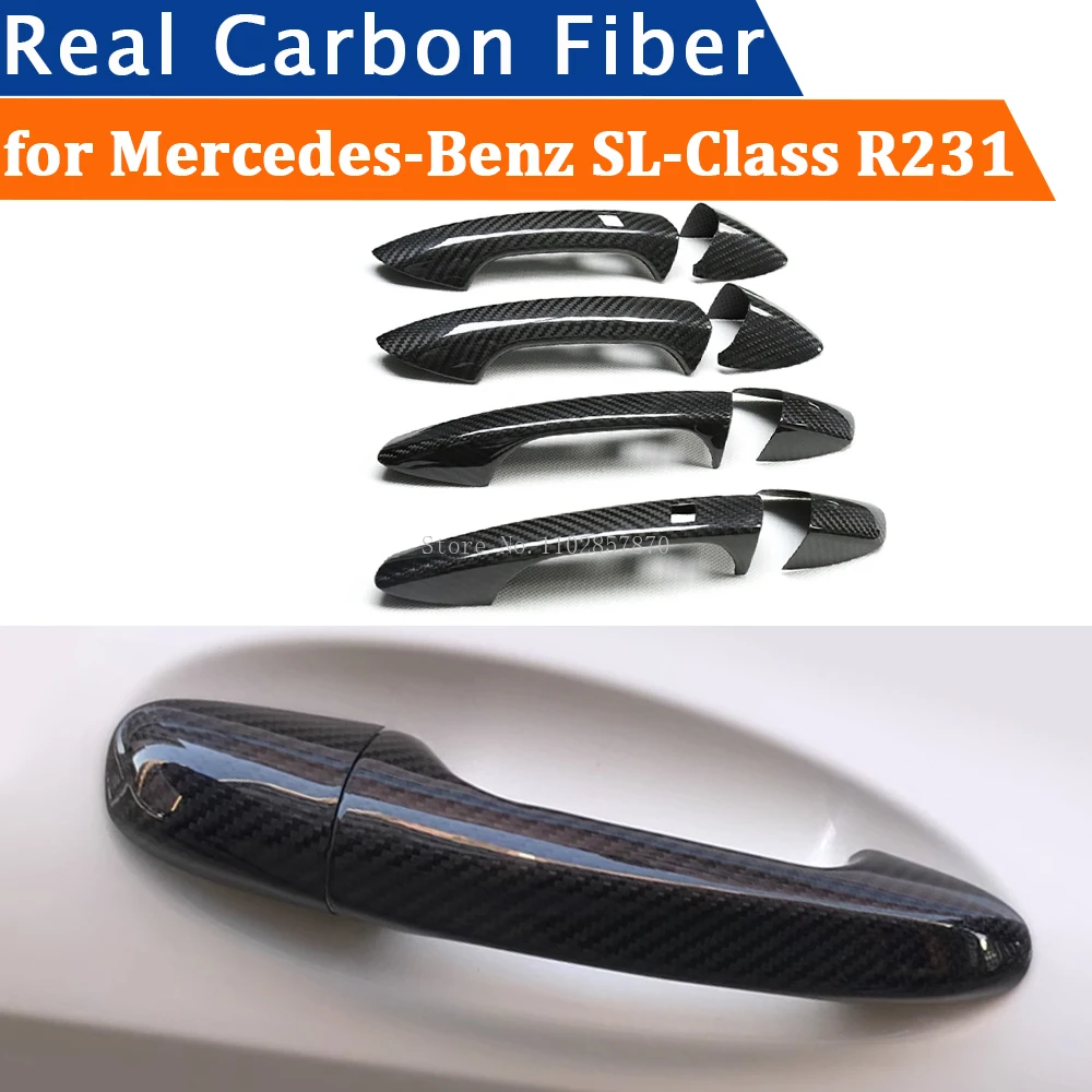 

For Mercedes-Benz SL-Class R231 2013-2020 Car Accessories Real Carbon Fiber Door Handle Cover Sticker Exterior Trim Bodykit