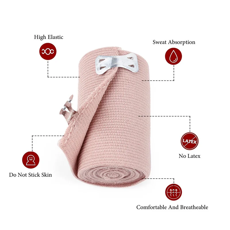 Premium Elastic Bandage Wrap Wound Dressing Latex Free Compression Bandage Outdoor Sports First Aid Sprain Treatment Bandage
