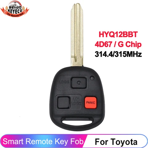 KEYECU HYQ12BBT 89070-60750 Дистанционный ключ 314,4 МГц 315 МГц 4D67/G чип для Toyota Land Cruiser FJ Cruiser 3 кнопки брелок TOY43 Blade