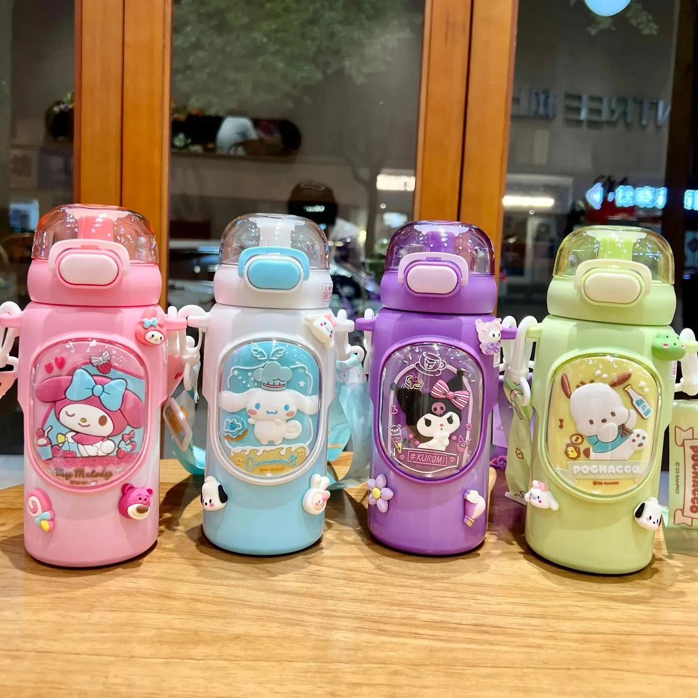 

MINISO 460ml Kawaii Sanrio Kuromi Thermal Cup Stainless Steels Cinnamoroll My Melody Water Bottle Portable Children Water Bottle