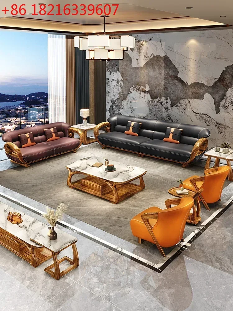 

Новый кожаный диван TAO в китайском стиле Ugyen Wood, современный минималистичный, для гостиной и виллы, новая мебель