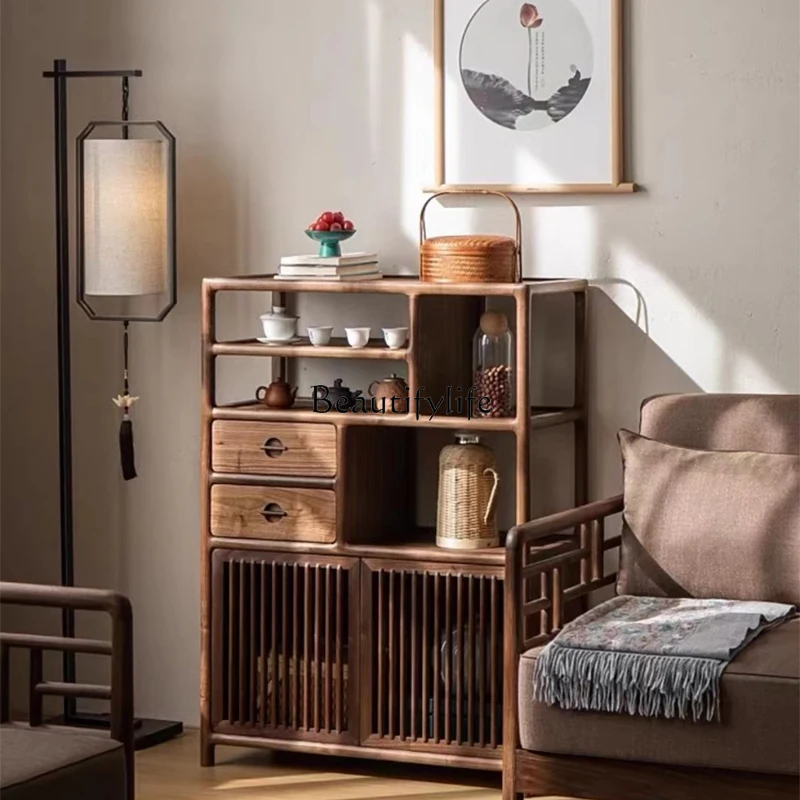 

*Новый китайский североамериканский чайный шкаф из черного ореха, простая стойка для богу, шкафчик для чайной комнаты