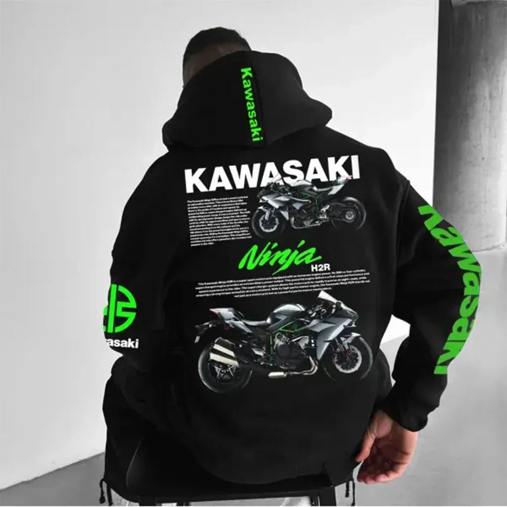 Kawasaki Motorcycle Uniform Mens Clothing Extreme Sports Sweatshirt Adventure Oversized Hoodie Unisex High-quality Street Men's